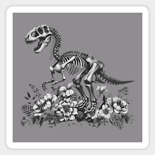 T-rex skeleton in flowers vintage Magnet